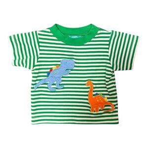 Claire & Charlie Green Striped Dinosaur Boys Shirt - Size 12m